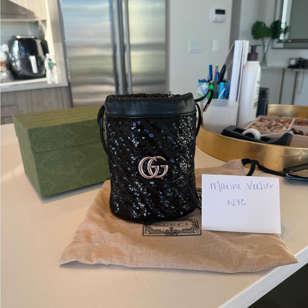 Gucci Sequined Marmont Bucket Bag